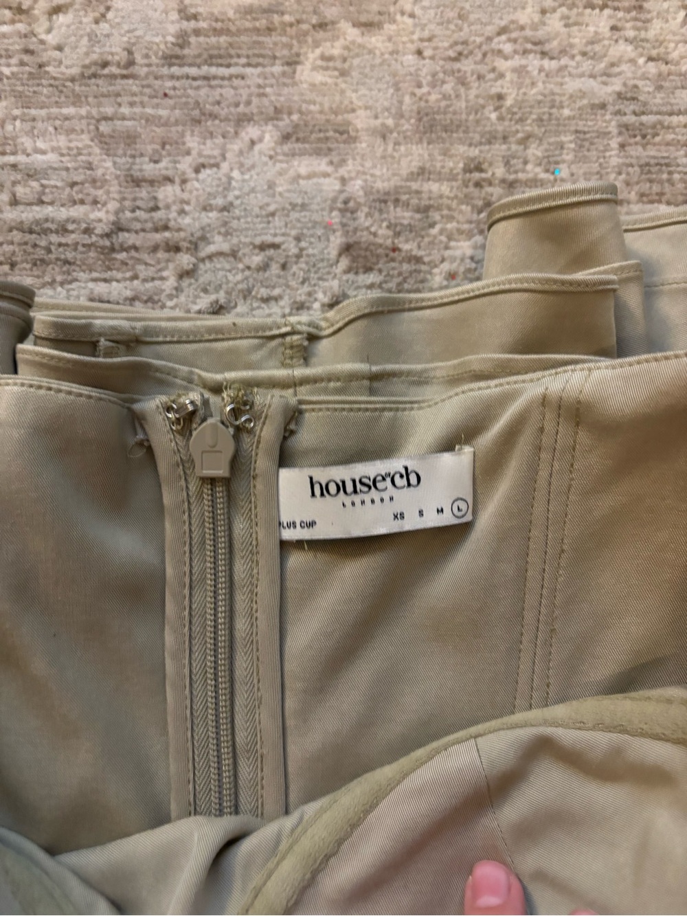 House of CB ‘Samaria’ Taupe Bustier Midi Dress with Pockets - Picture 4 of 4